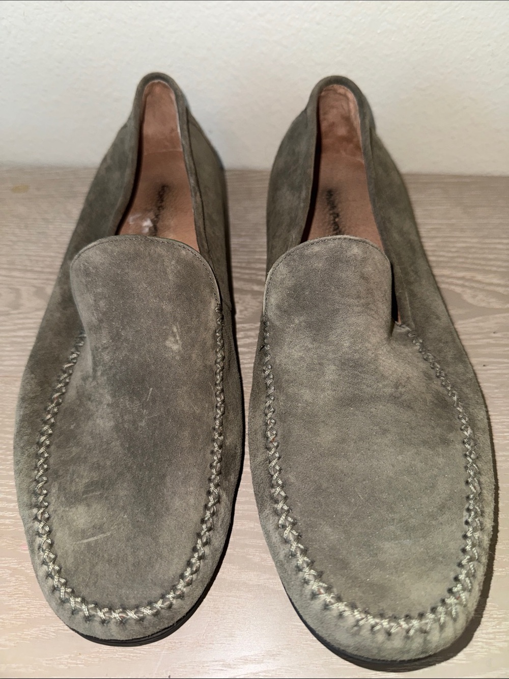 Hush Puppies Suede Loafers green mens size 12